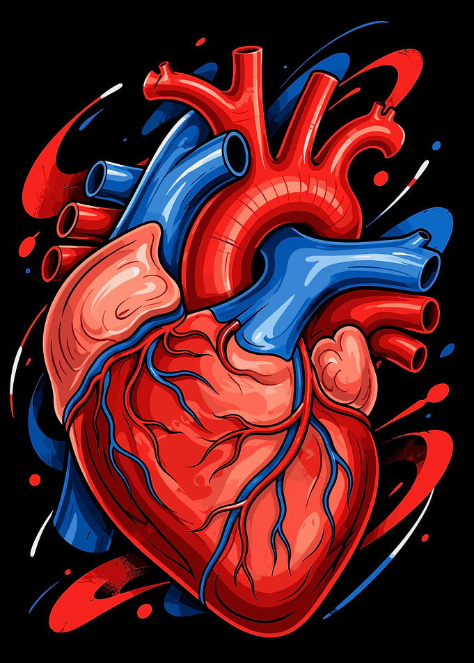 Stylized Anatomical Human Heart Illustration