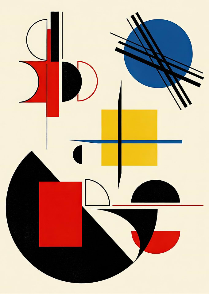 Bauhaus Style Geometric Abstract Composition