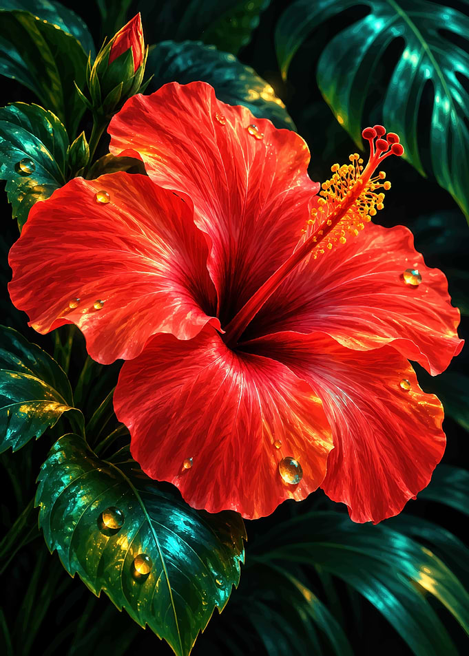 Vibrant Red Hibiscus Flower