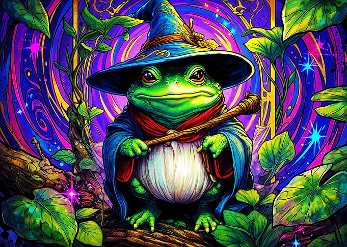 Wizard Frog Trippy Cosmic Art Poste