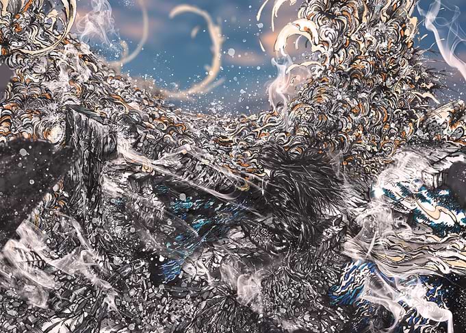 Intricate Abstract Ink and Smoke Illustration
