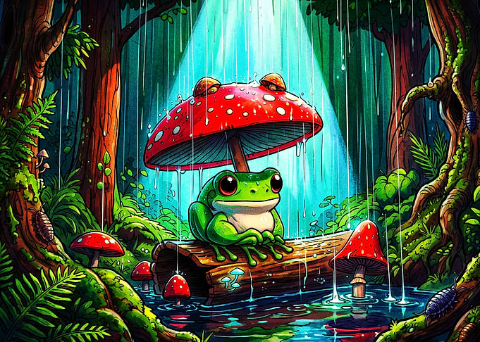 Frog Mushroom Rain Forest Art