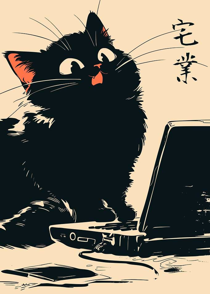 Late Night Study Cat Japanese Aesthetic