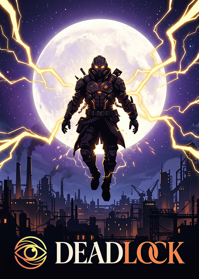 Deadlock Game Character Floating Above City