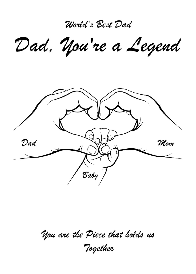 World's Best Dad Family Heart Illustration