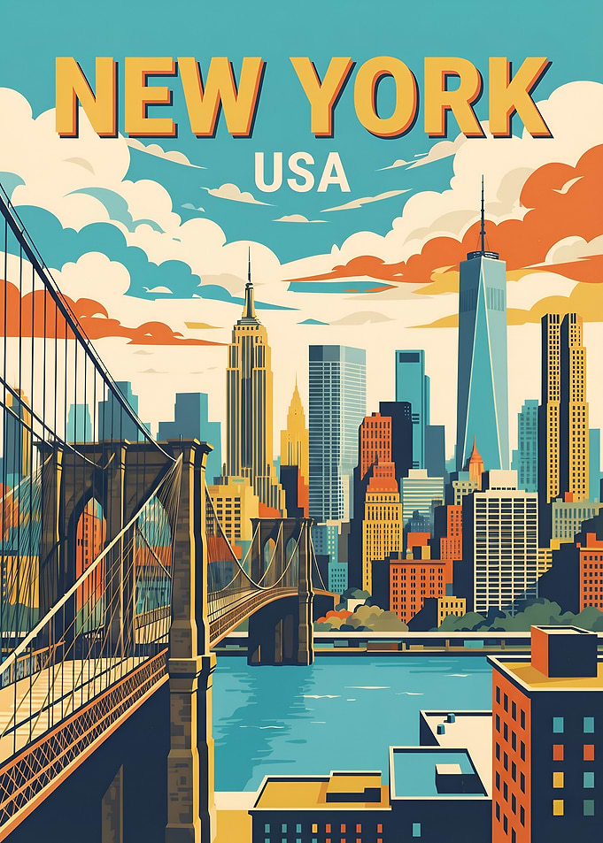 New York Vintage Travel Poster