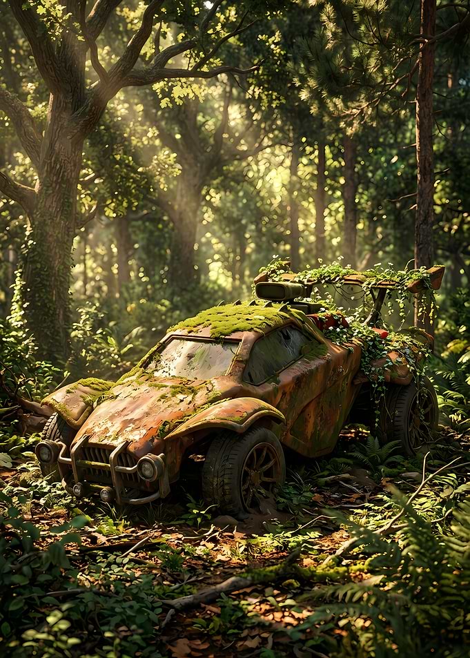 Abandoned Rocket League Octane in Forest