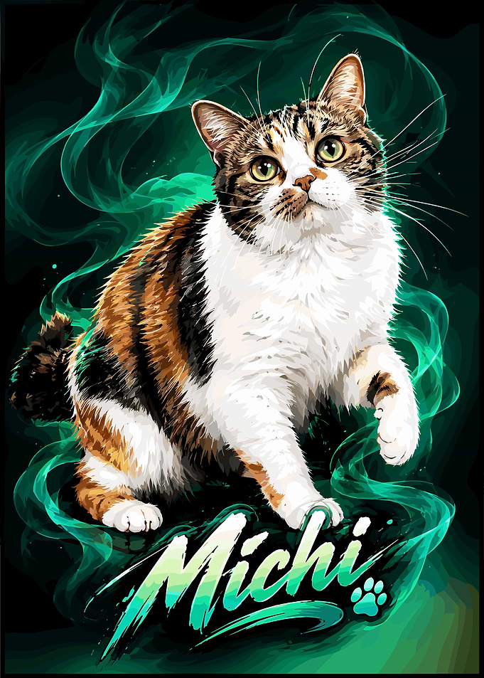 Calico Cat Michi Digital Art