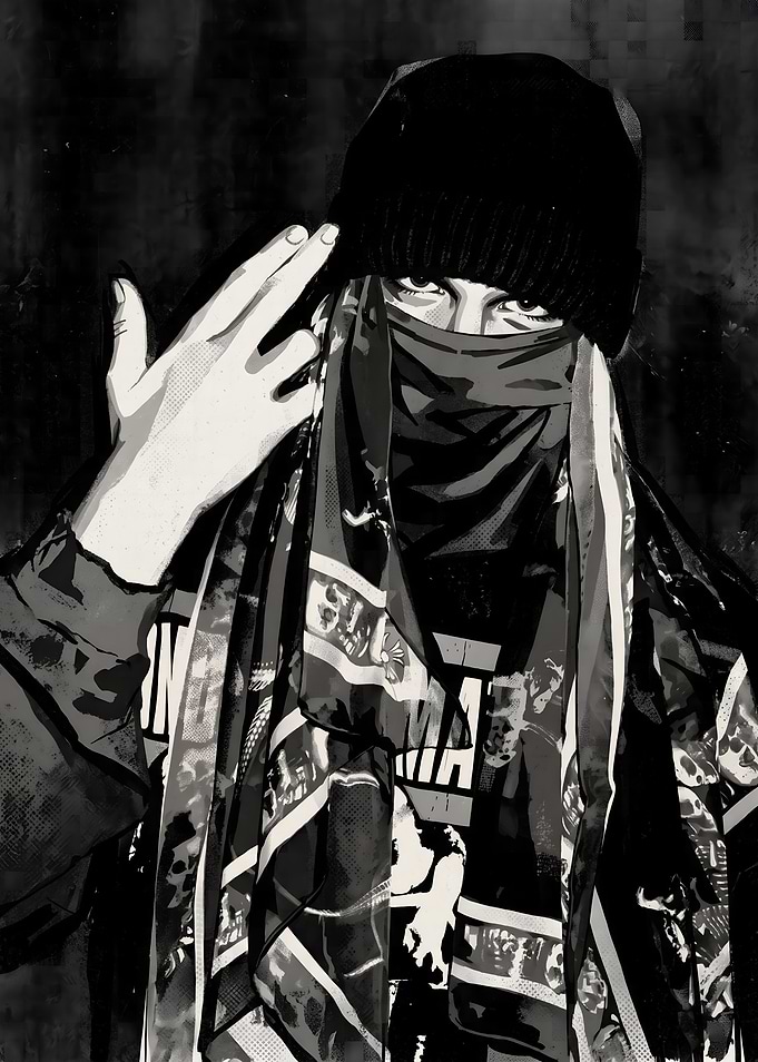 Masked Figure in Beanie and Scarf