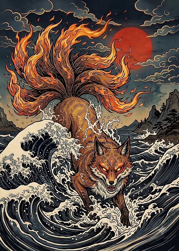 Nine-Tailed Fox Fire and Water