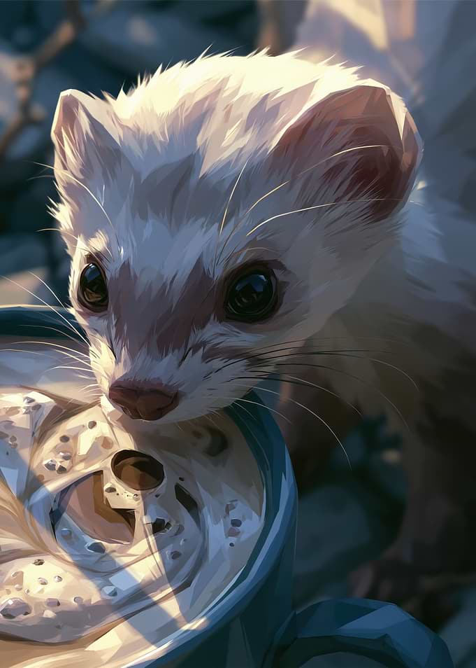 Cute Ferret Drinking Hot Cocoa