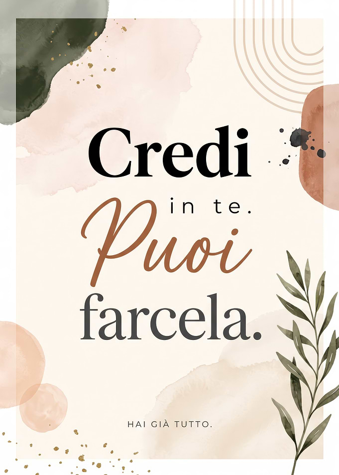 Credi in te. Puoi farcela Inspirational Italian Quote Wall Art