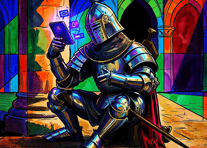 Knight Phone Scrolling Stained Glas