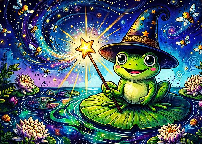 Wizard Frog Cosmic Magic Art Poster