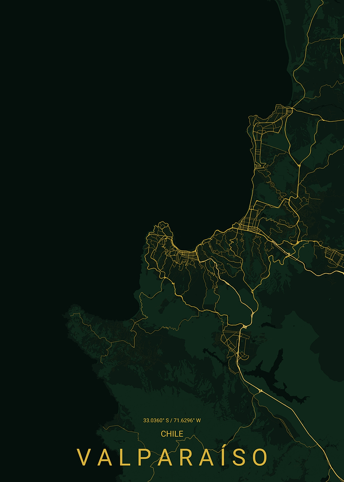 Minimalist Map of Valparaiso Chile