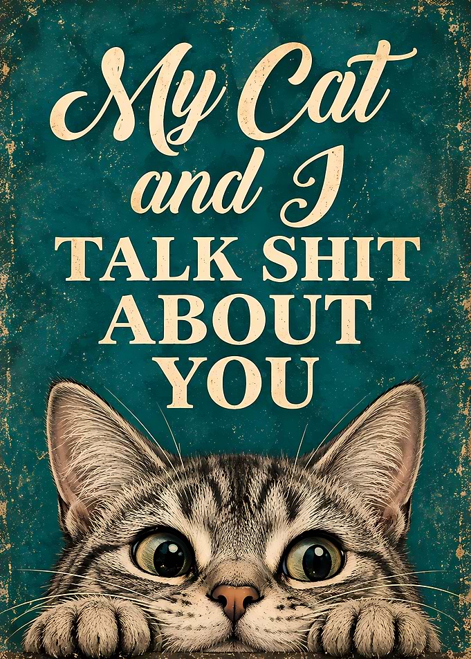 Funny Cat Quote Metal Sign
