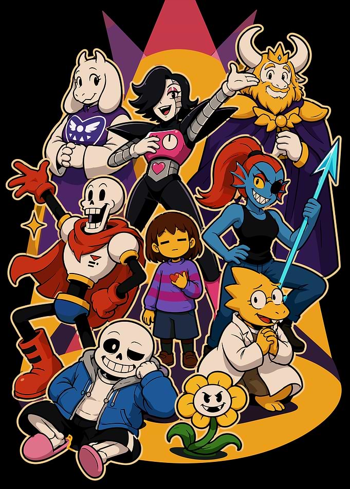 Undertale Character Ensemble Group Illustration