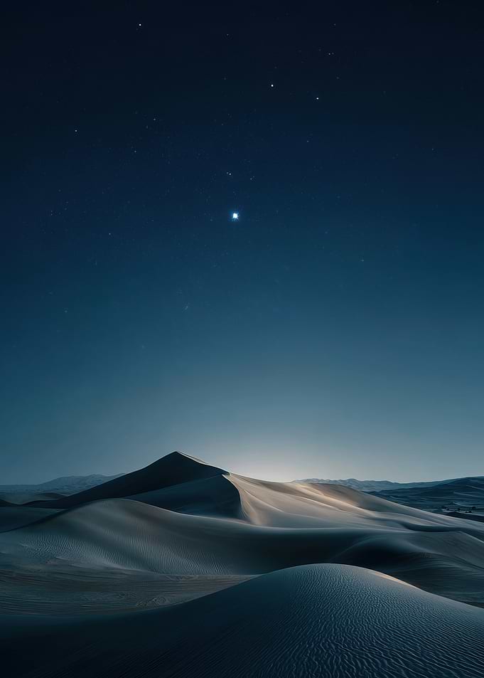 Serene Desert Night Under Starlit Sky