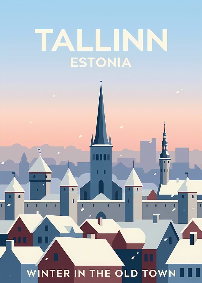 Tallinn Estonia Winter Travel Poster