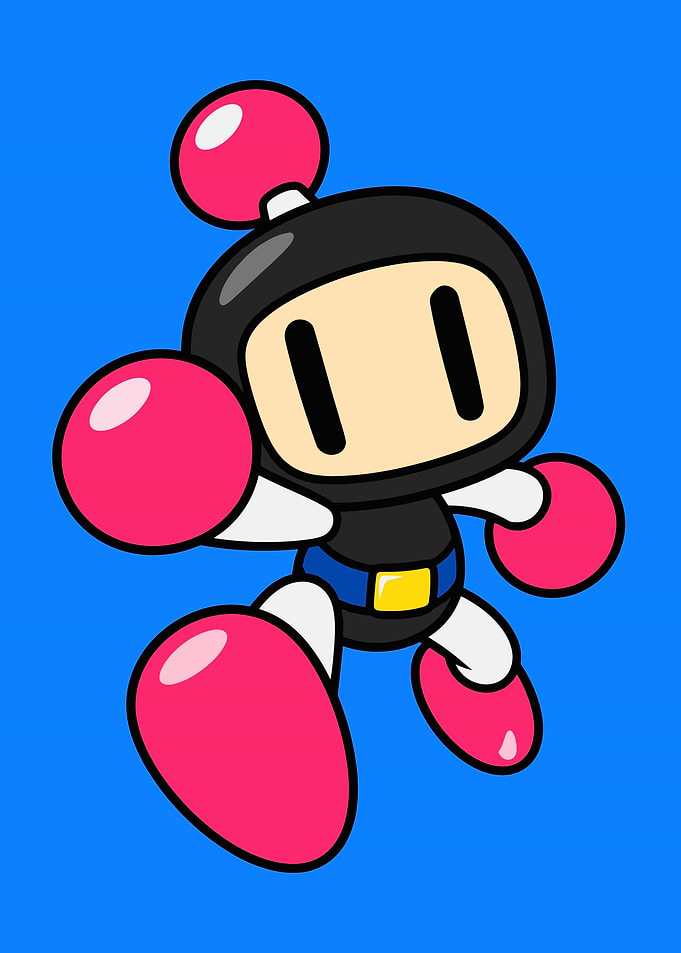 Black Bomberman Character Illustration