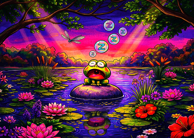 Sleeping Frog Trippy Pond Art