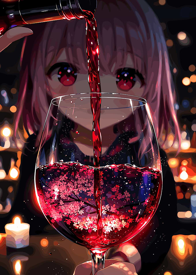 Anime Girl Pouring Magical Wine