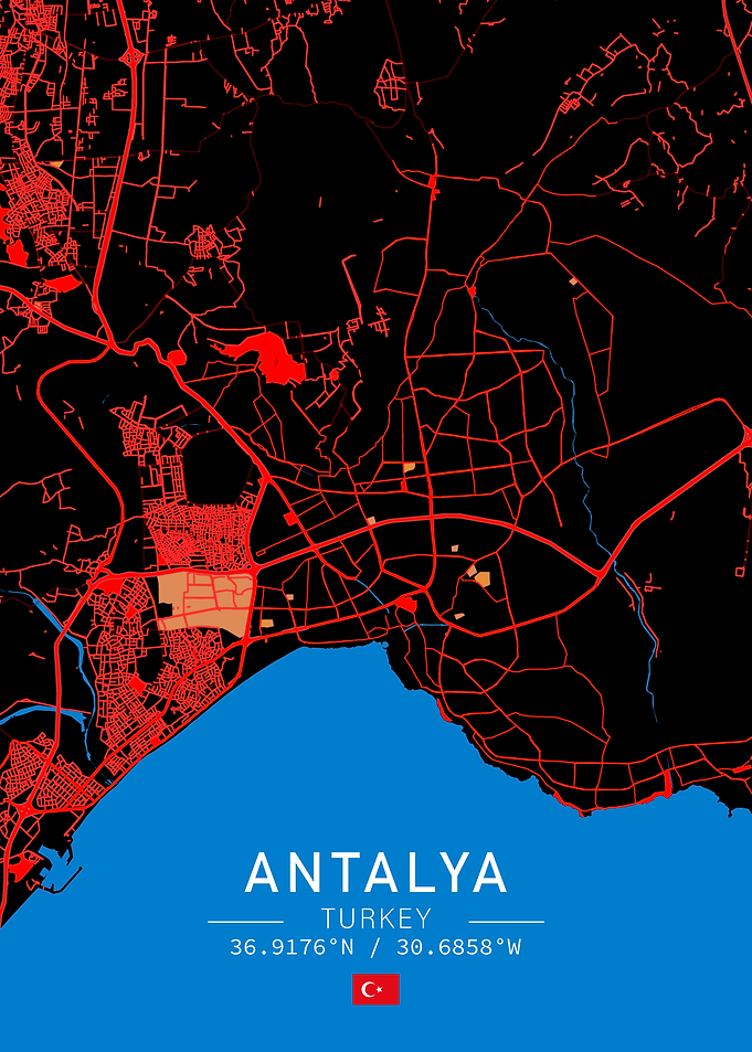 Antalya Turkey Minimalist City Map