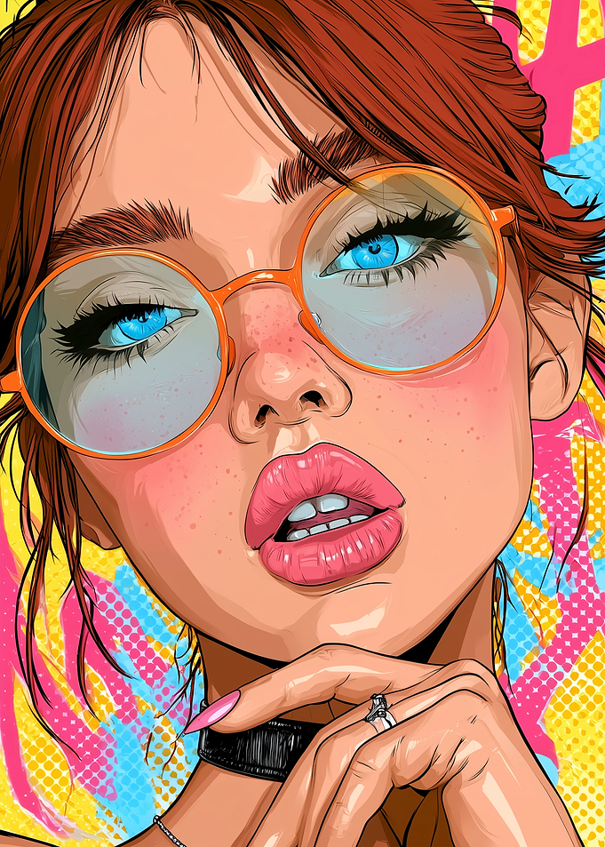 Pop Art Portrait of Stylish Woman
