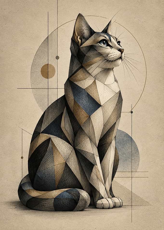 Geometric Abstract Cat Illustration