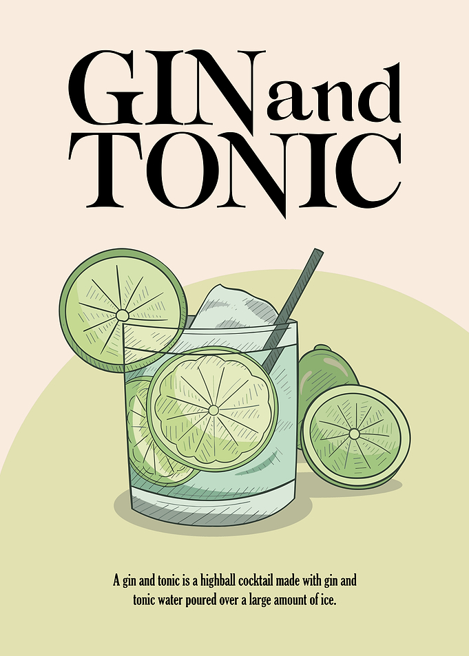 Gin and Tonic Cocktail Poster