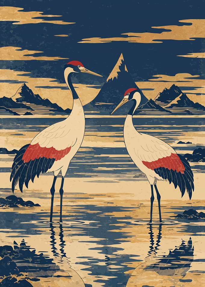 Cranes at Golden Dawn