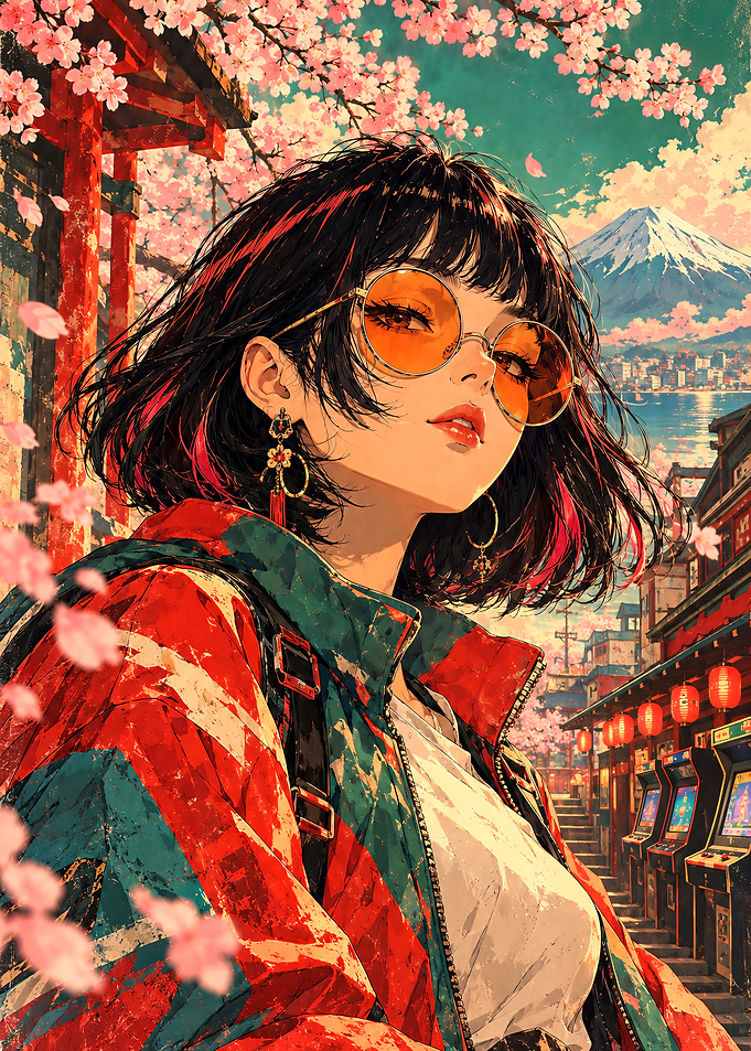 Anime Girl with Sunglasses in Japan