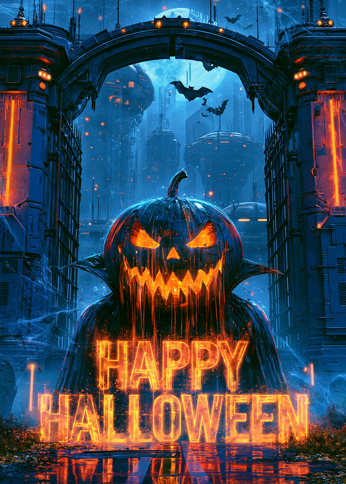 Cyberpunk Halloween Pumpkin Gateway