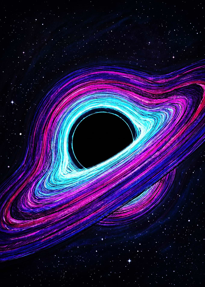Vibrant Neon Black Hole Illustration