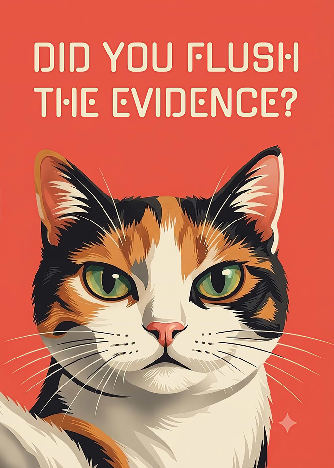 Funny Calico Cat Evidence Bathroom Poster