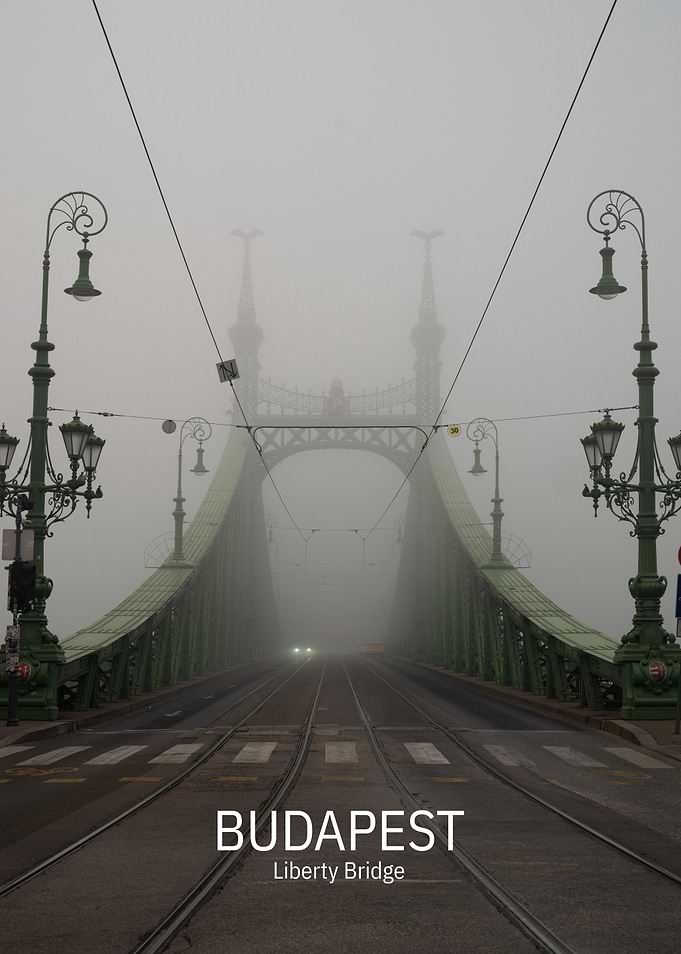 Foggy Liberty Bridge in Budapest