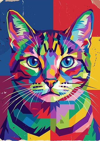 Colorful Pop Art Cat Portrait