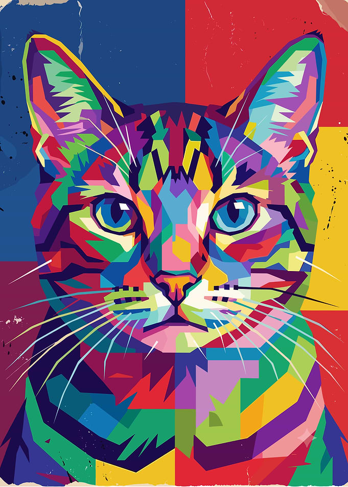 Colorful Pop Art Cat Portrait