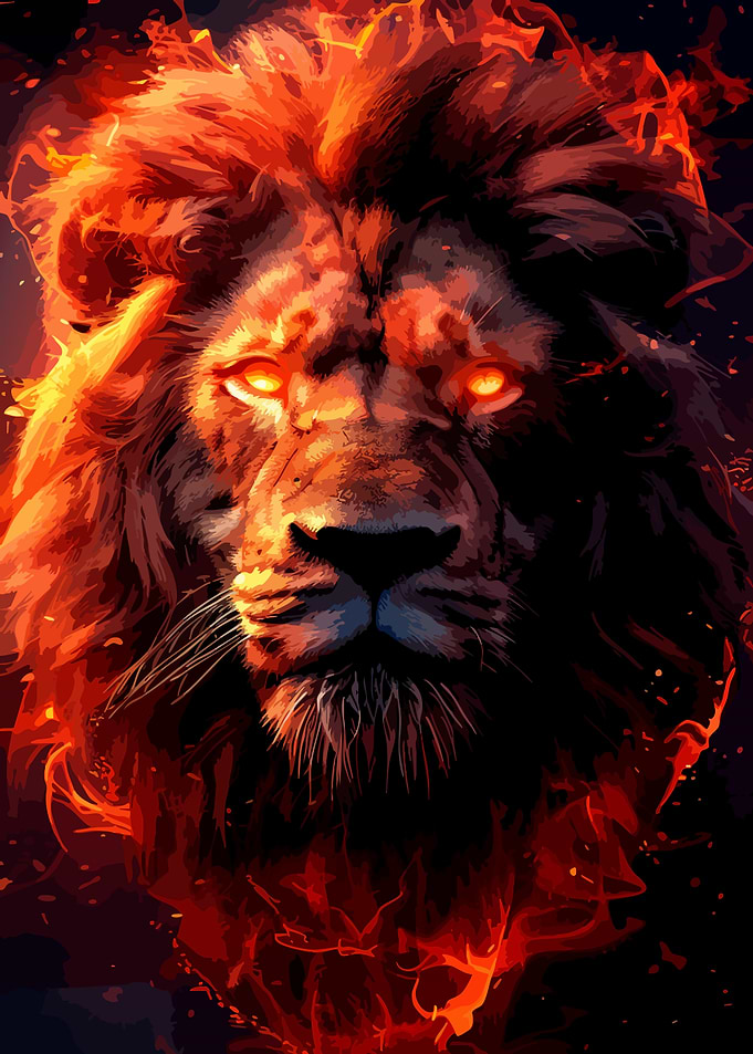 Fiery Lion Portrait