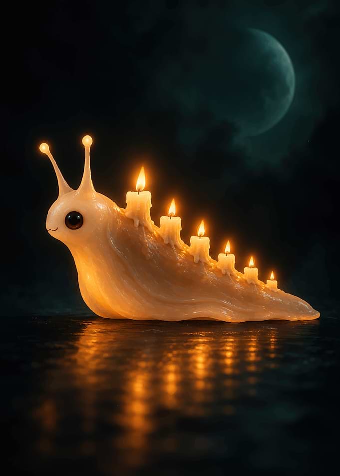Cute Candle Slug Under Moonlight