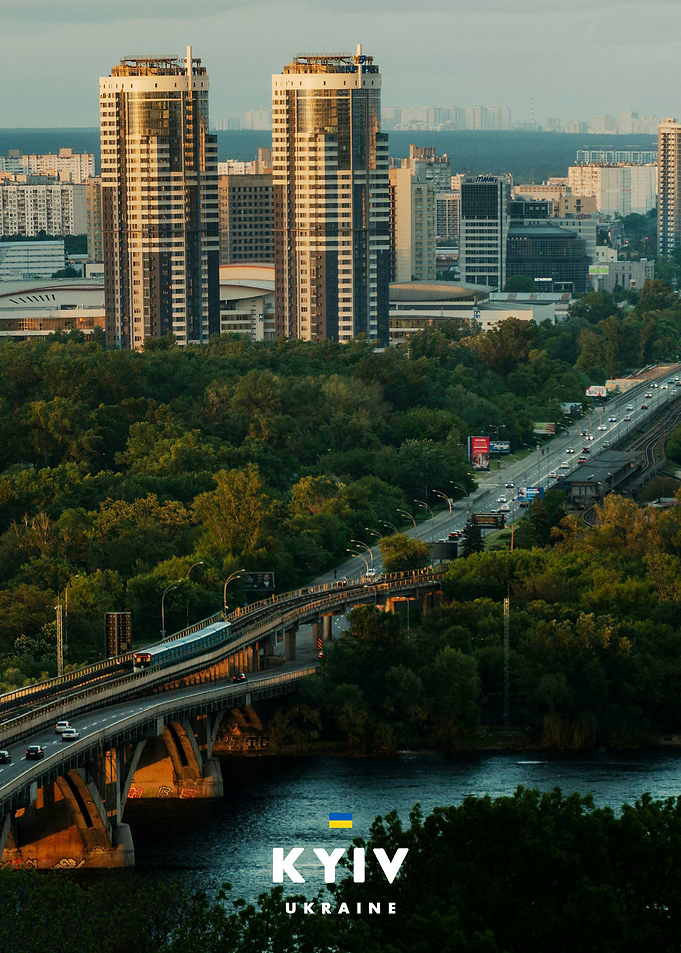 Kyiv Cityscape with Metro Bridge