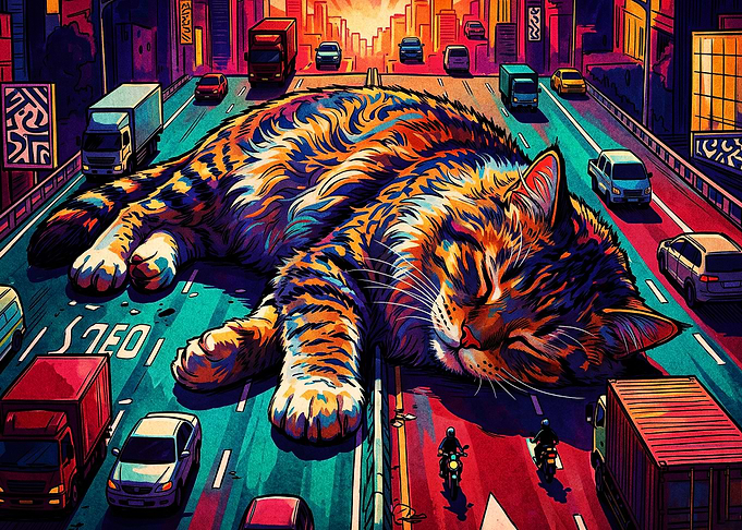 Giant Cat City Street Pop Art Poste