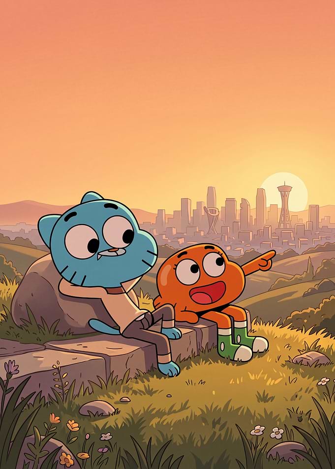 Gumball and Darwin Watching Sunset