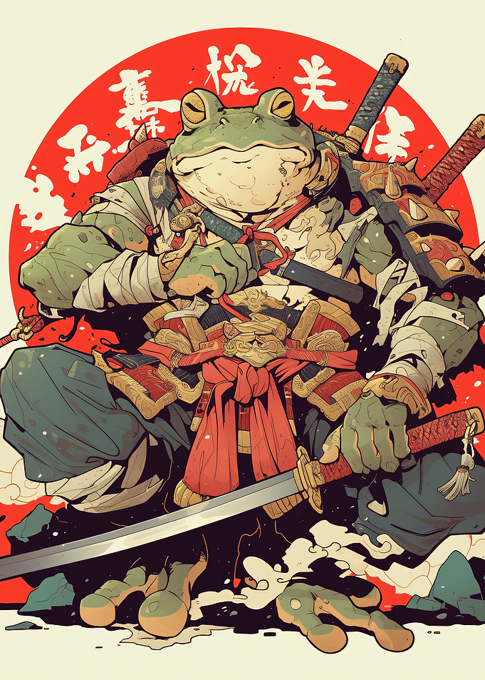 Samurai Frog Warrior Illustration