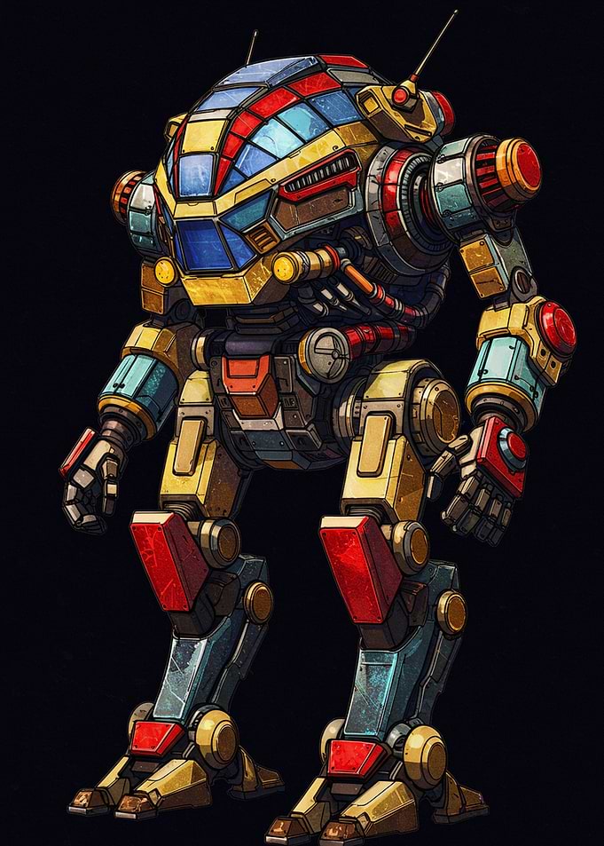 Colorful Retro Sci-Fi Mech Robot