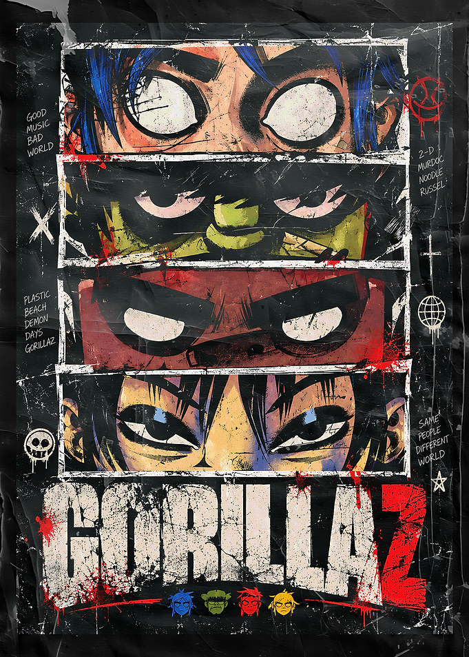Gorillaz Band Members Poster