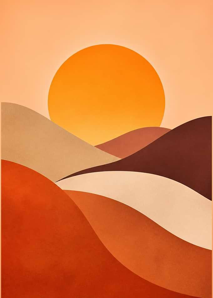 Minimalist Abstract Desert Sunset Landscape