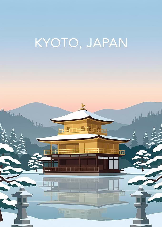 Kinkaku-ji Golden Pavilion Winter Poster