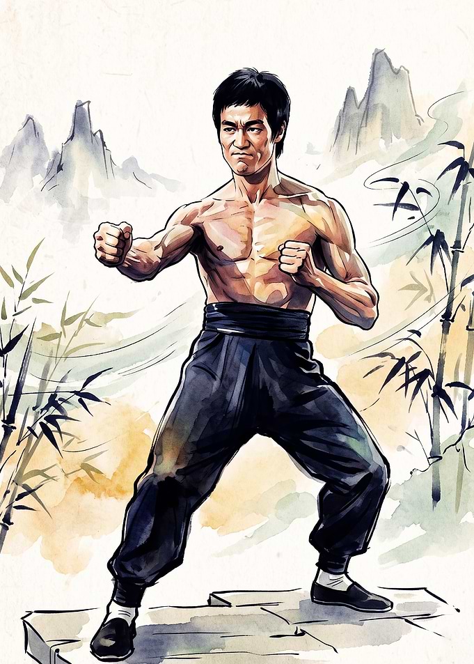 Martial Arts Master Watercolor Art