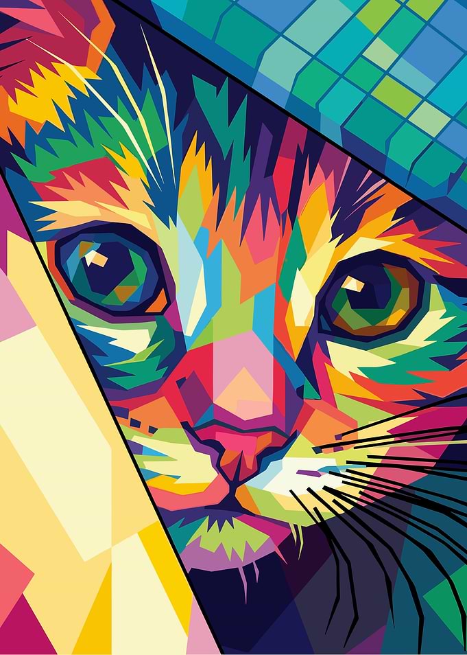 Colorful Pop Art Cat Portrait